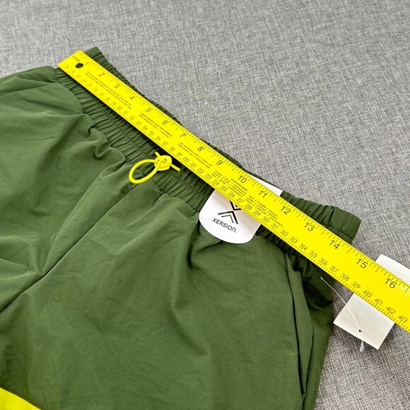 NEW! Xersion Workout Sport Shorts Green Yellow High Rise Small Quick Dry Stretch - Picture 7 of 12